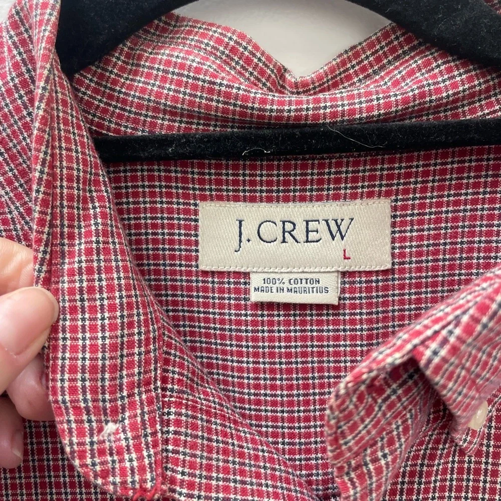 J. Crew 100% Cotton Red Microplaid Button Down Men’s Large